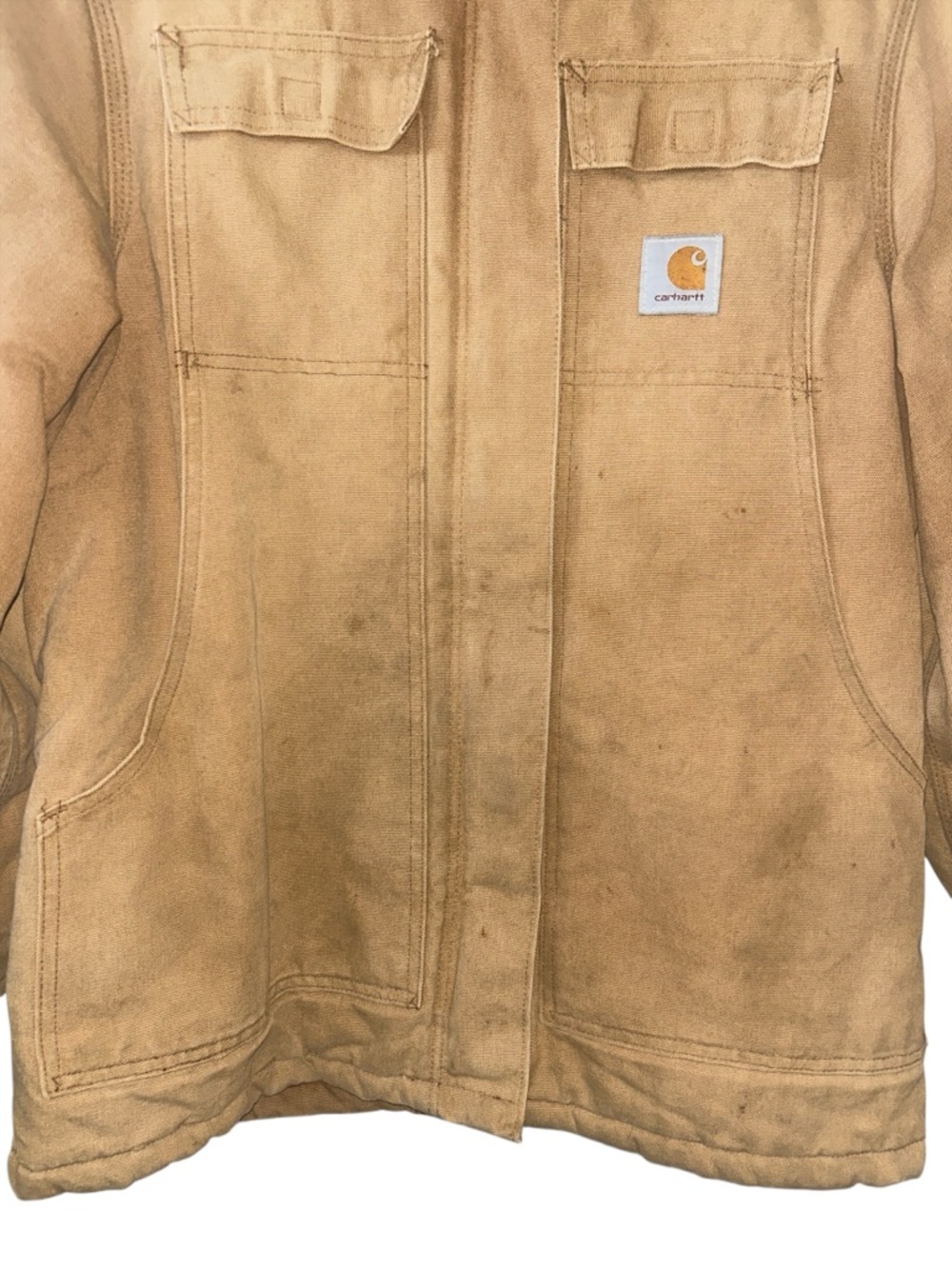 Carhartt Vintage 90s Arctic Quilt Lined Duck Jacket Tan Distressed Men’s Medium - Picture 3 of 10